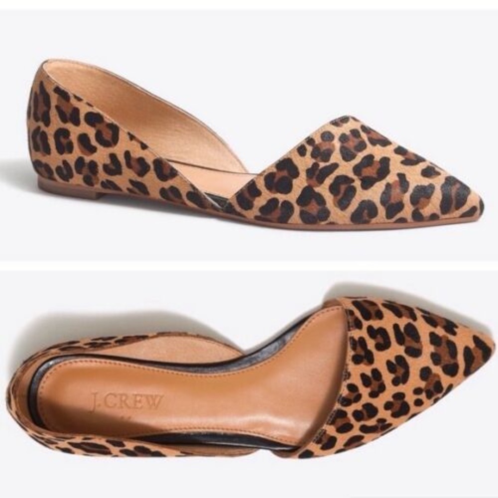 J. Crew Zoe D'ORSAY LEOPARD FLATS 7.5